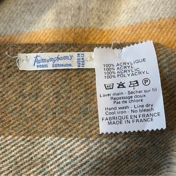 Vintage Trimingham's Bermuda Scarf Plaid Made in France Neutral - Picture 2 of 6